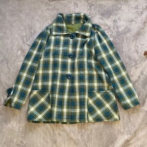 Green Plaid Button Up Jacket